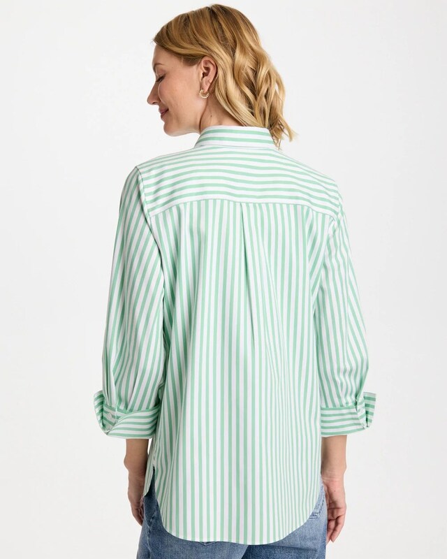 No Iron Striped Stretch Shirt - image 3